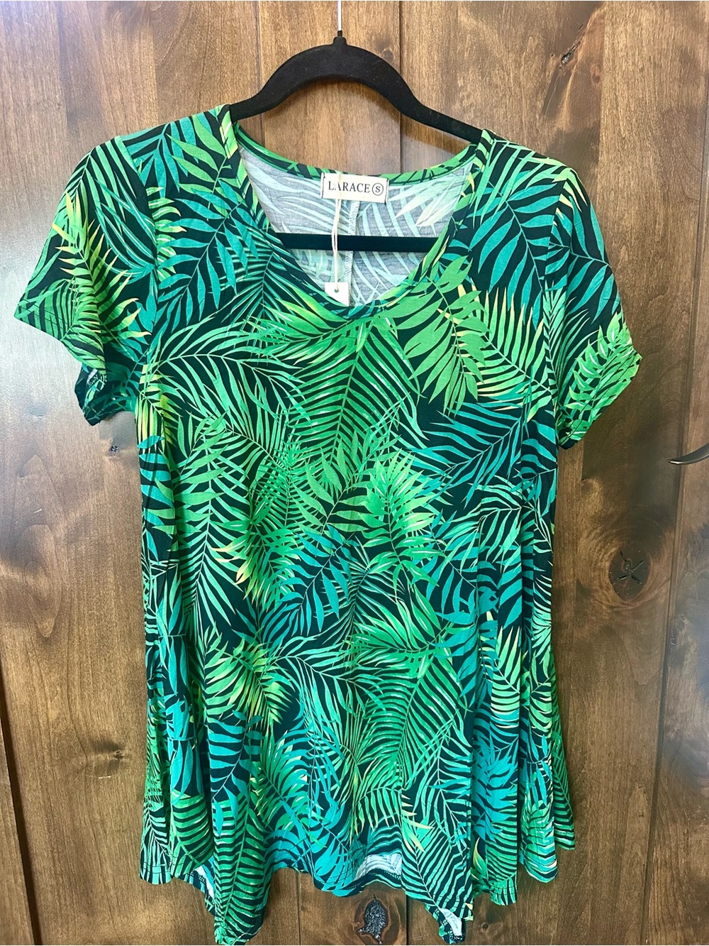 Tropical Leaf V-Neck Tunic - Green